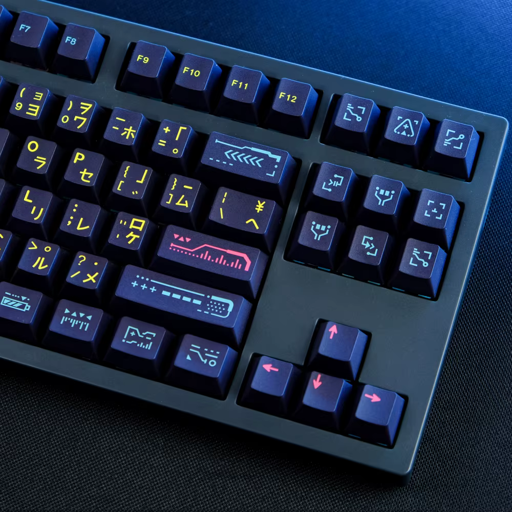 Teclado equipado con las teclas GMK Awaken en entorno de escritorio