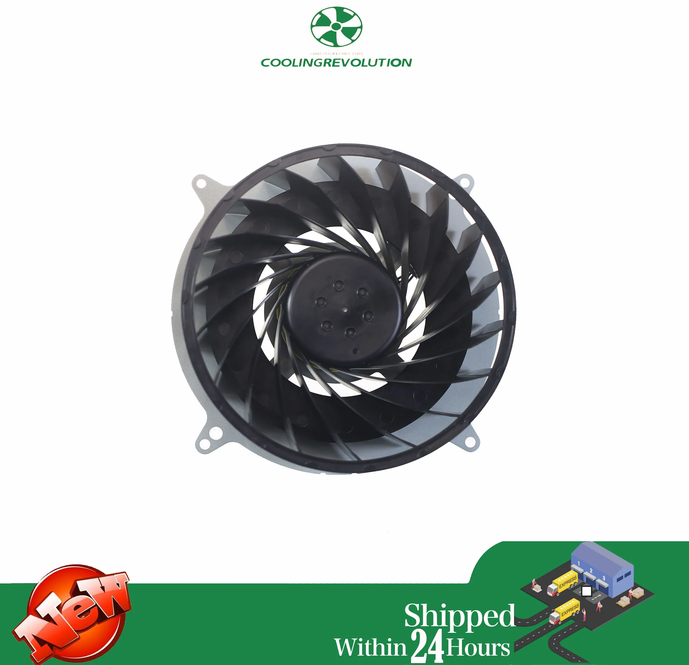 Ventilador visto de frente mostrando sus 18 aspas