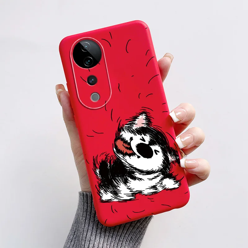 VIVO V40/V40 Pro 5G – Funda de silicona con gato y zorro