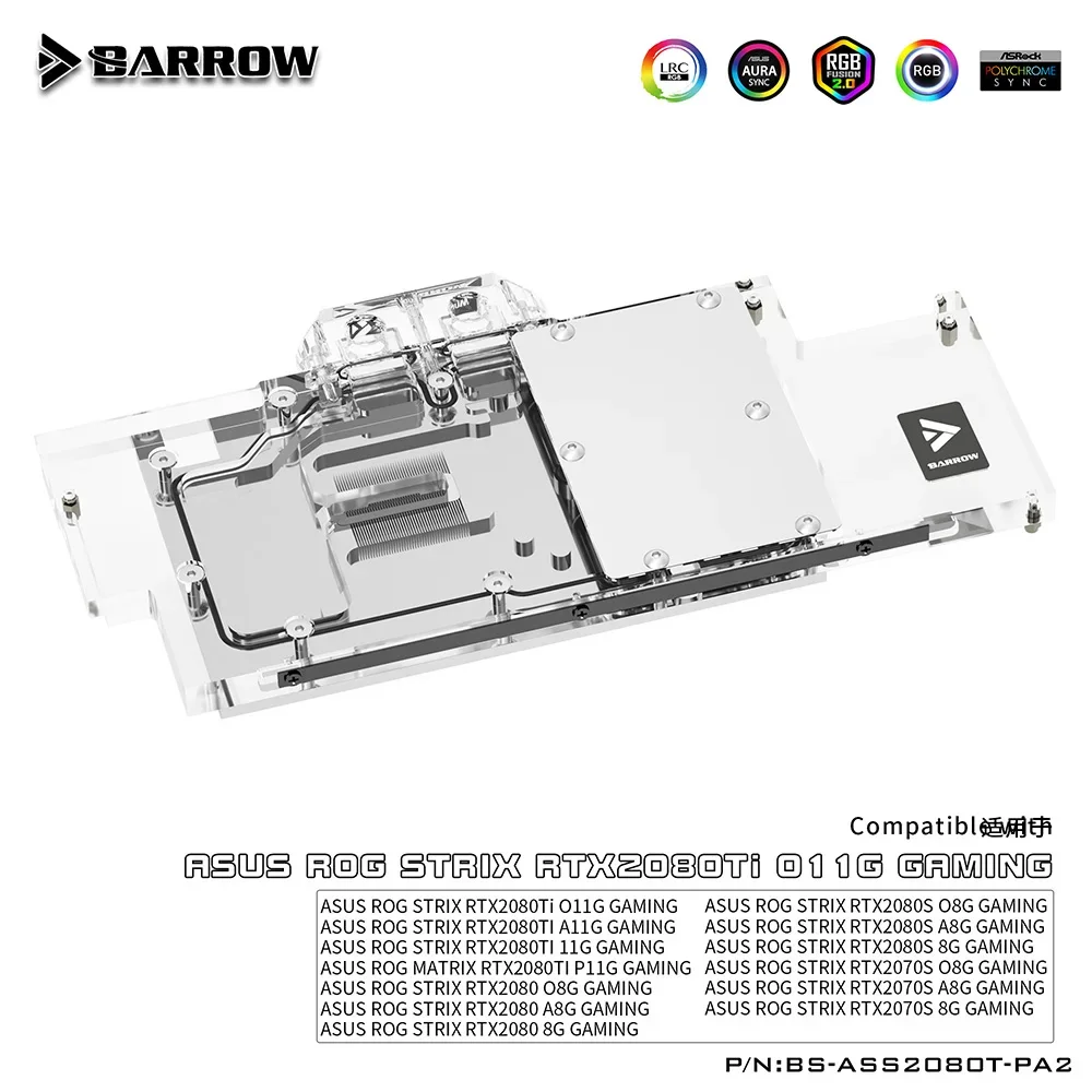 Bloque de Agua Barrow GPU Compatible ASUS ROG STRIX RTX 2080 - ARGB