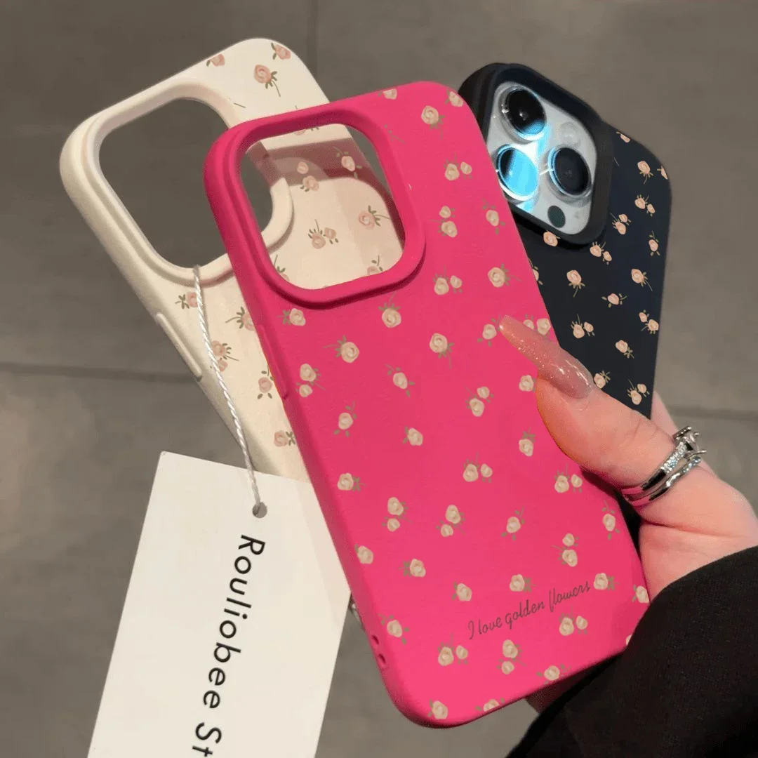 Funda Silicona iPhone 16 Pro Max / 15 – Lichi Flores Rosas Antigolpes - imagen 4