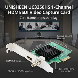 UNISHEEN Capturadora PCIe HDMI SDI 1080P para Streaming vMix OBS