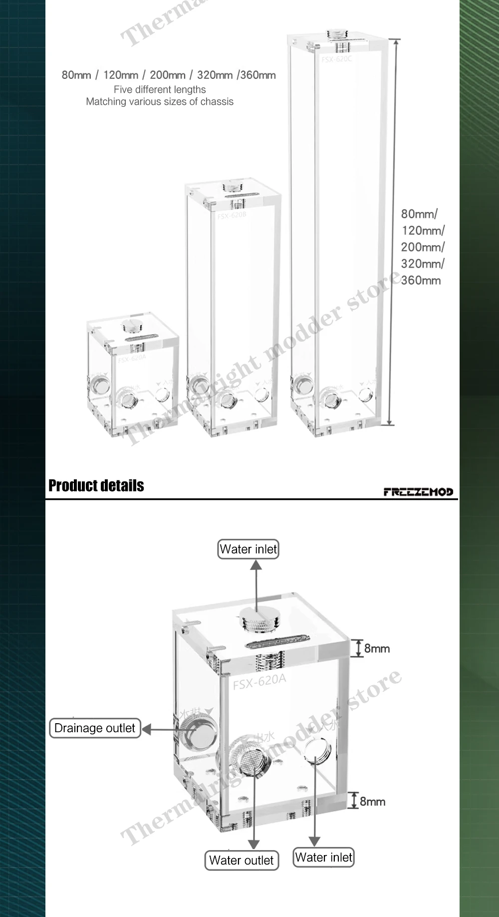 Tanque de acrílico para refrigeración líquida de PC