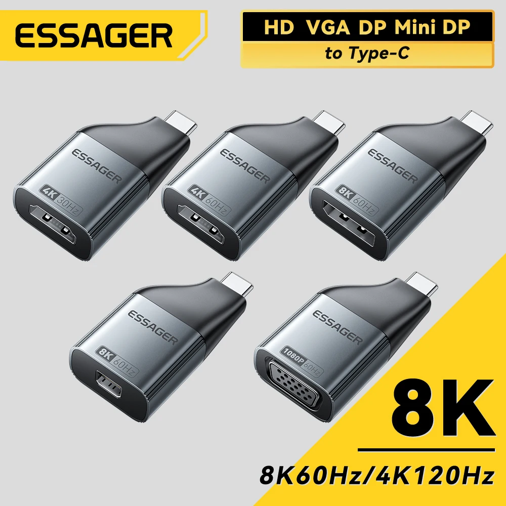 Essager Adaptador USB-C a HDMI 8K 60Hz – 4K 120Hz para MacBook