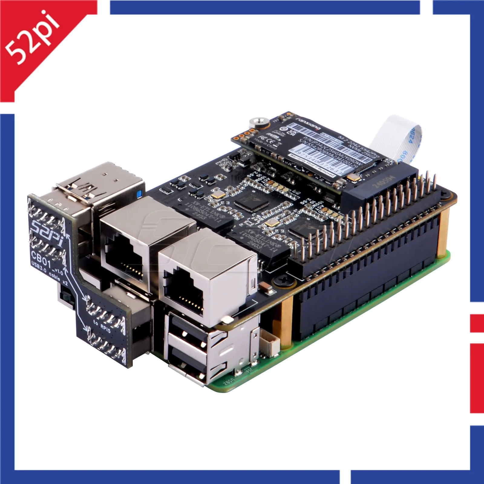 Adaptador M.2 NVMe a USB SuperSpeed Raspberry Pi Quinta Gen Dual