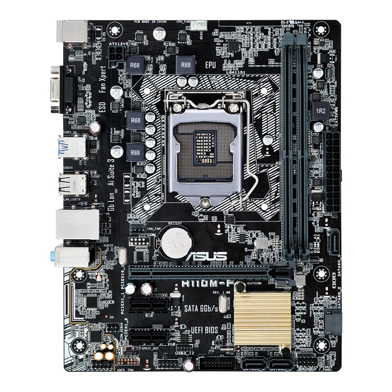 Vista de la placa base ASUS H110M-F