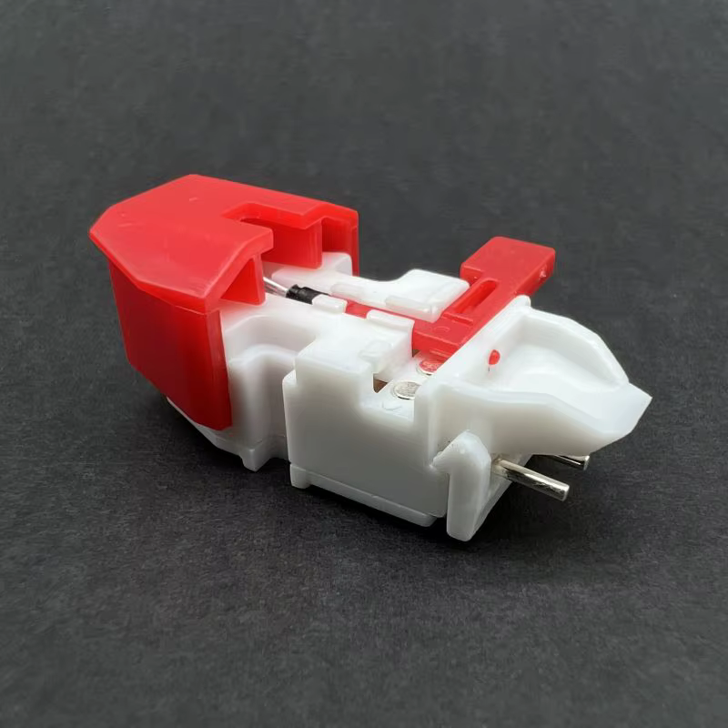 Detalle de la aguja stylus y sus conexiones