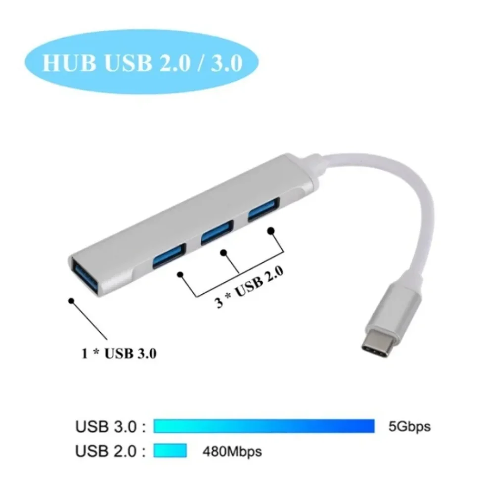 Hub USB 3.0 4 Puertos USB-C OTG – Adaptador Multipuerto para Portátil - imagen 2