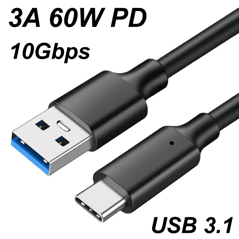 Cable USB Tipo A para C negro 1m