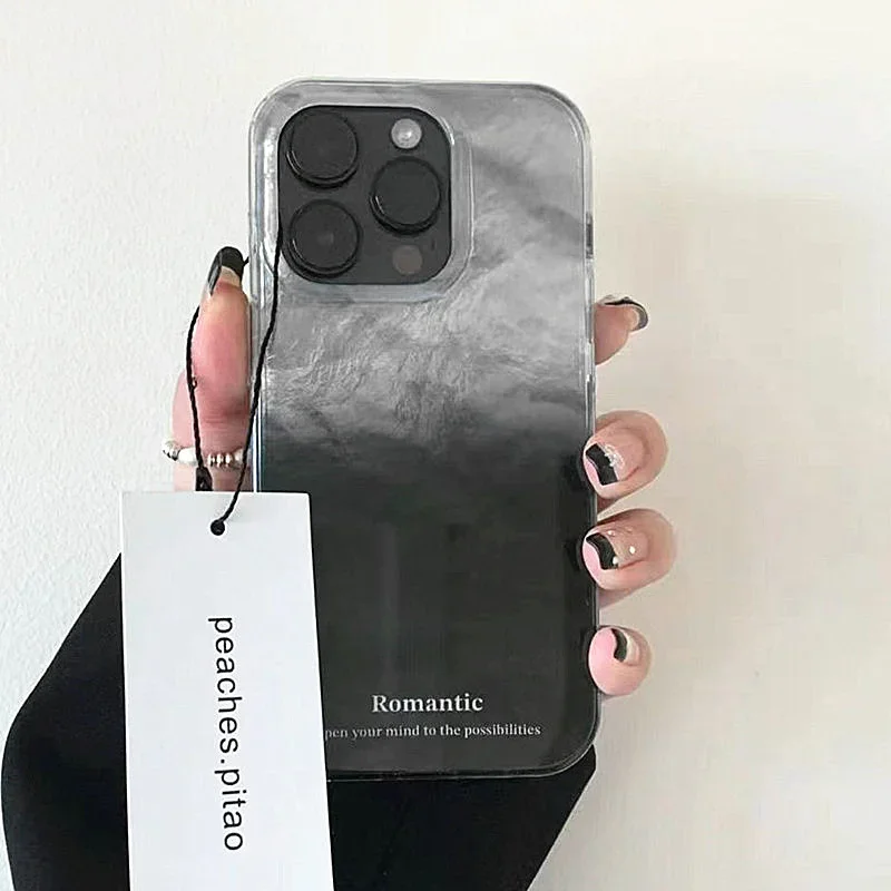 Funda Silicona iPhone 15 16 Pro Max - Degradado Plateado Negro Antigolpes - imagen 2