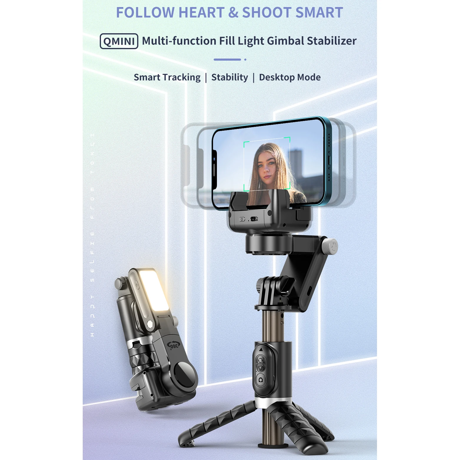 Estabilizador Gimbal para Móvil con Palo Selfie y Trípode - imagen 3