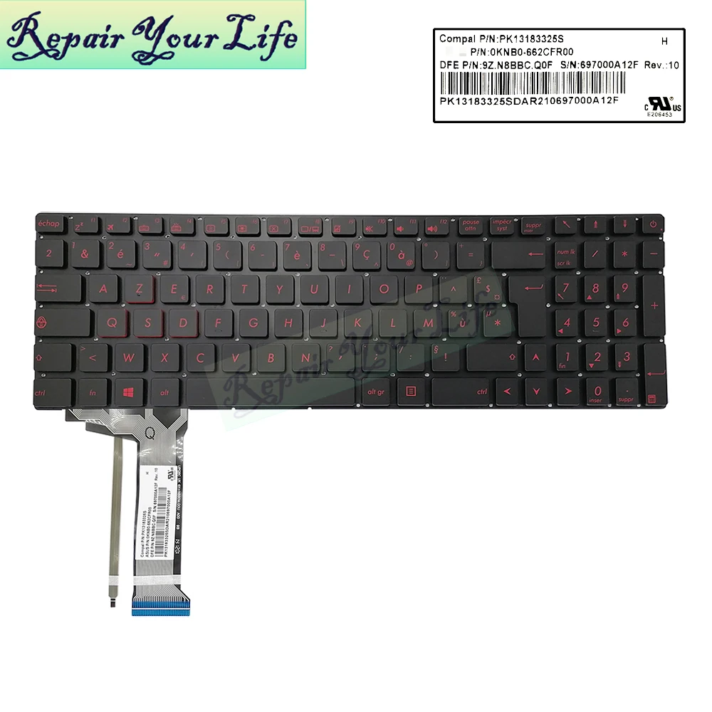Teclado ASUS G551 N551 Retroiluminado Rojo – AZERTY ABNT2 - imagen 2