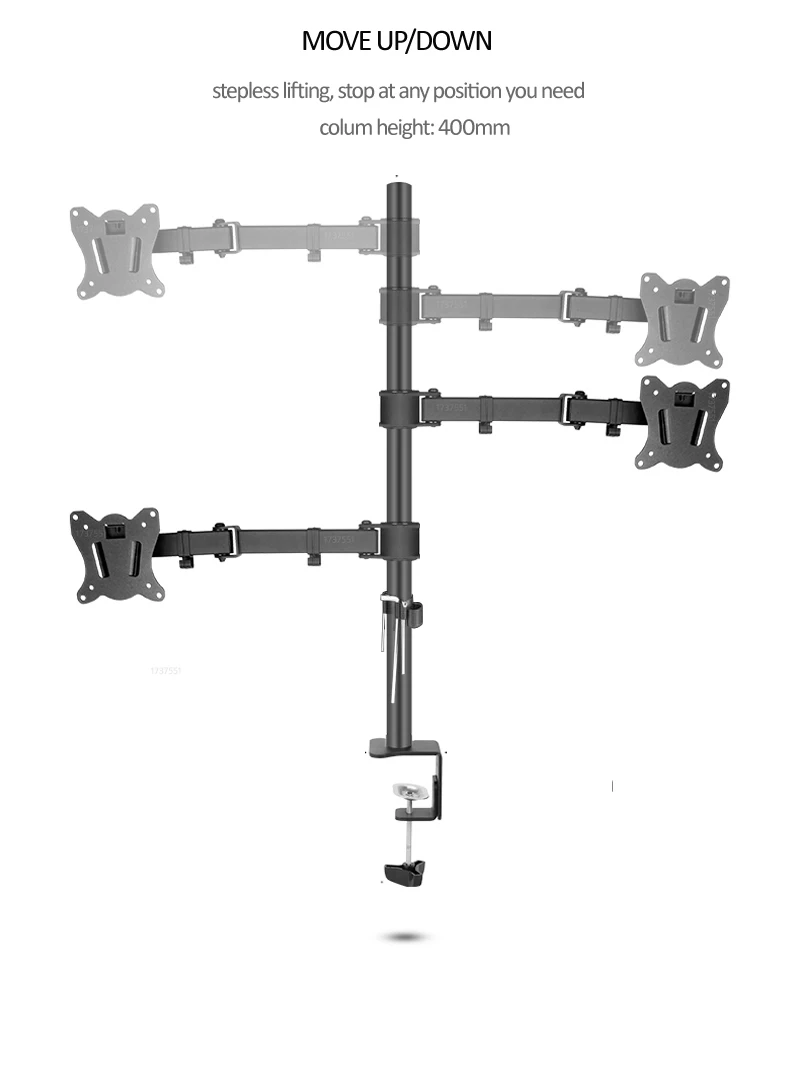 Brazo Articulado Soporte Monitor Dual – Grommet Ajustable 80cm - imagen 5
