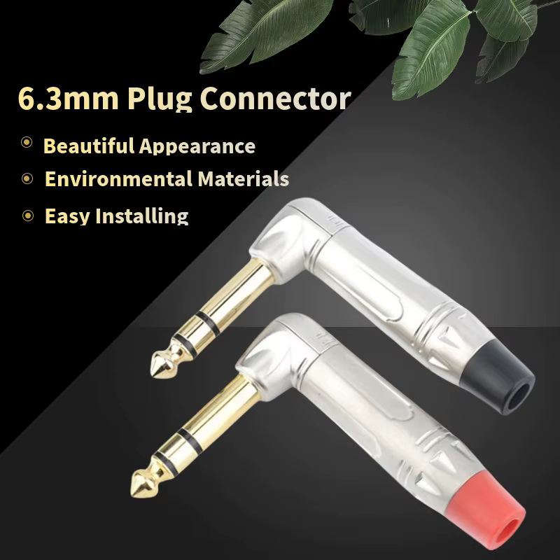 Conector TRS angular con cuerpo metálico y enchufe chapado en oro