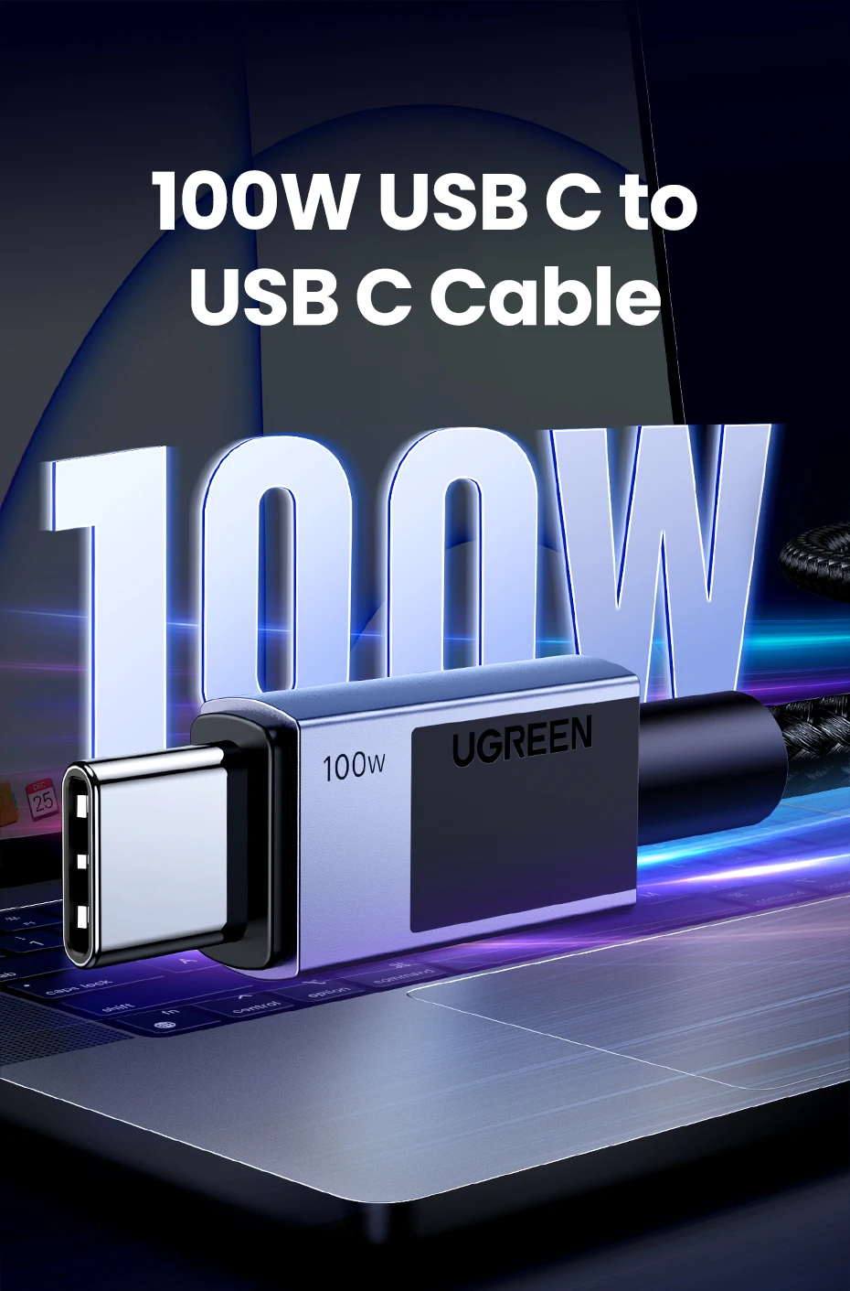 Cable UGREEN conectado a iPhone y MacBook