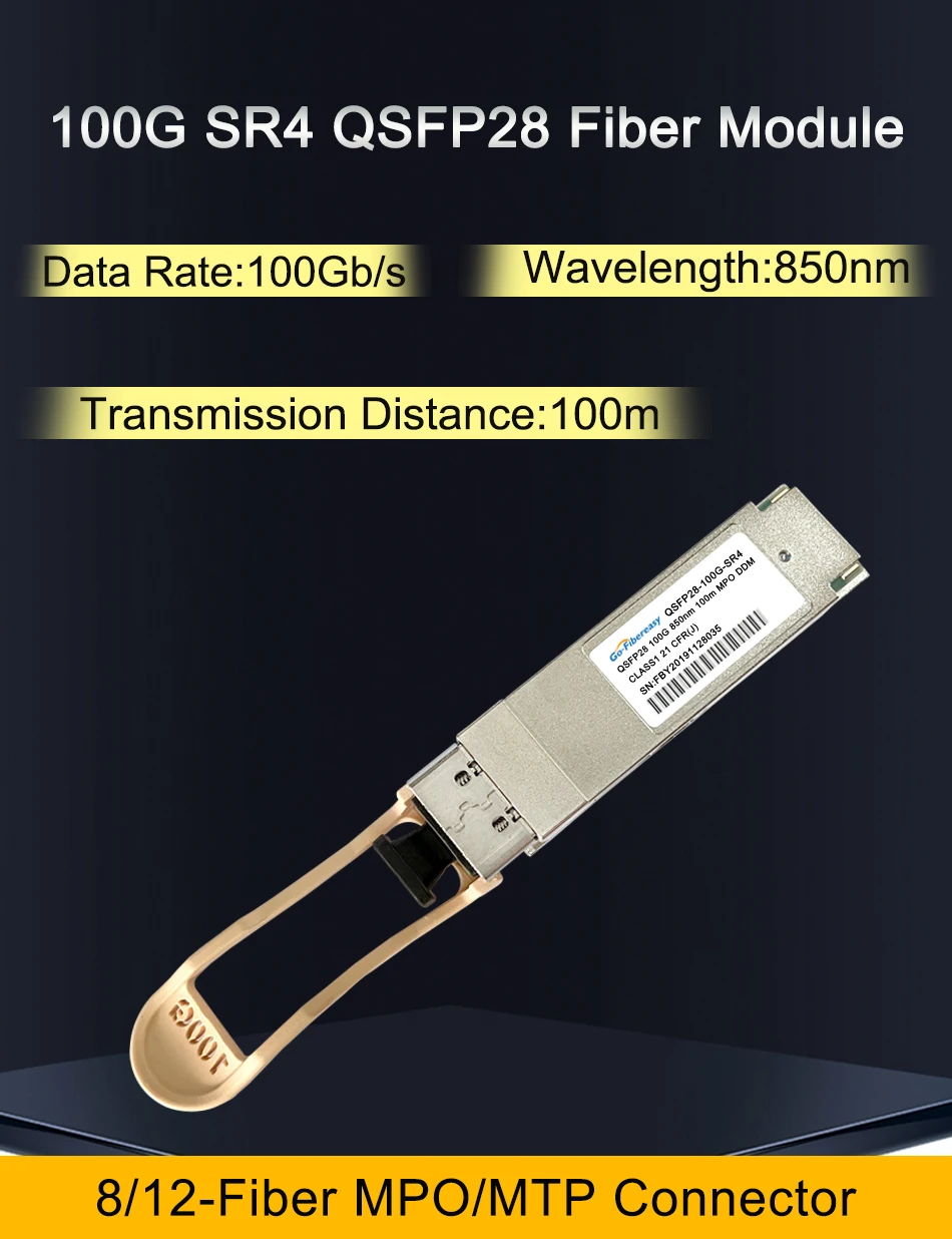 Detalle del módulo óptico QSFP28