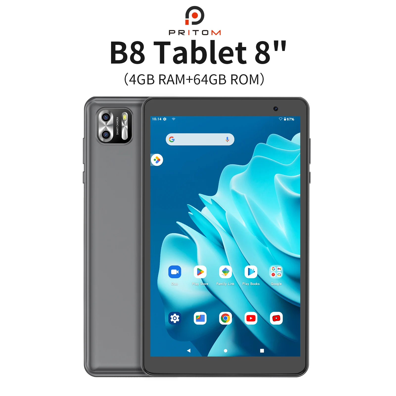 Diseño fino y ligero de la PRITOM Tab 8