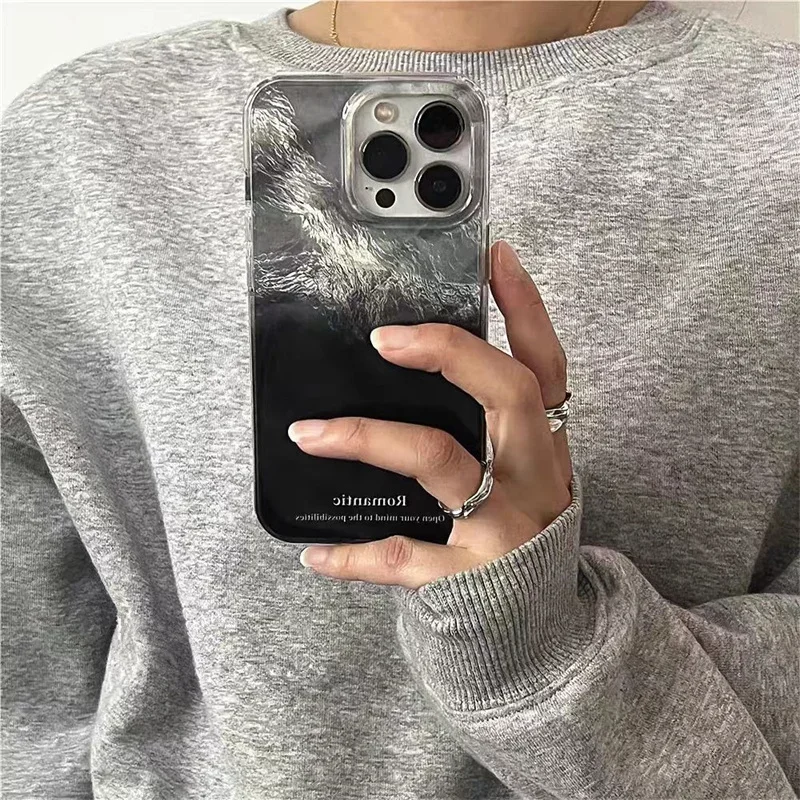 Funda Silicona iPhone 15 16 Pro Max - Degradado Plateado Negro Antigolpes - imagen 4