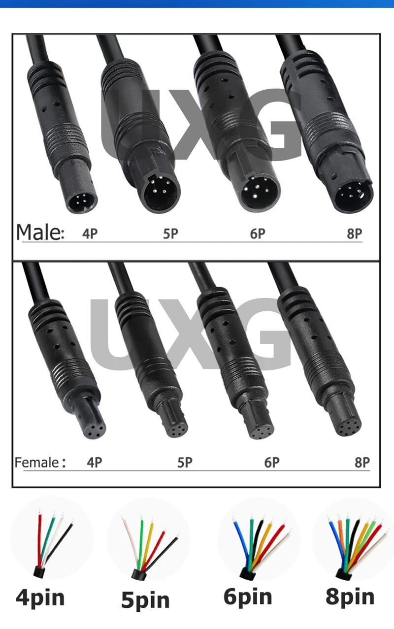 Conectores macho y hembra del cable