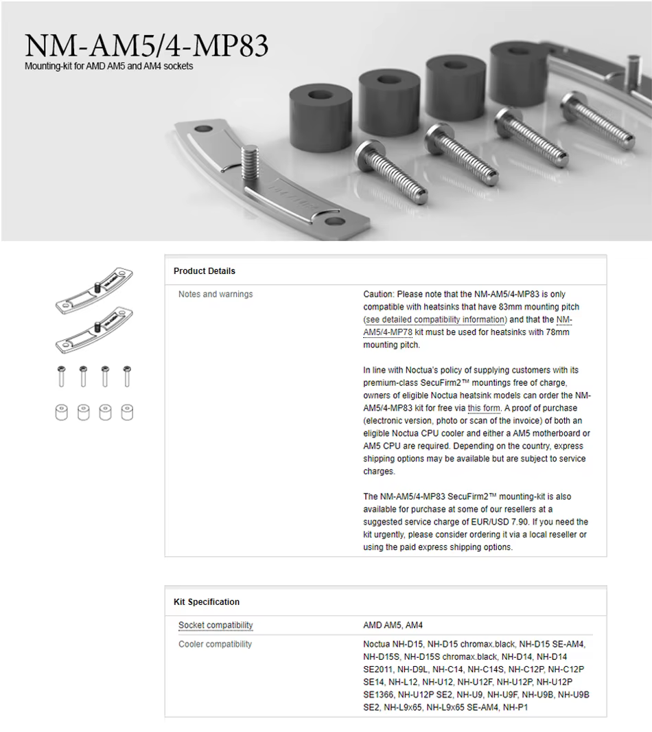 Compatibilidad 83 mm NM-AM5/4-MP83