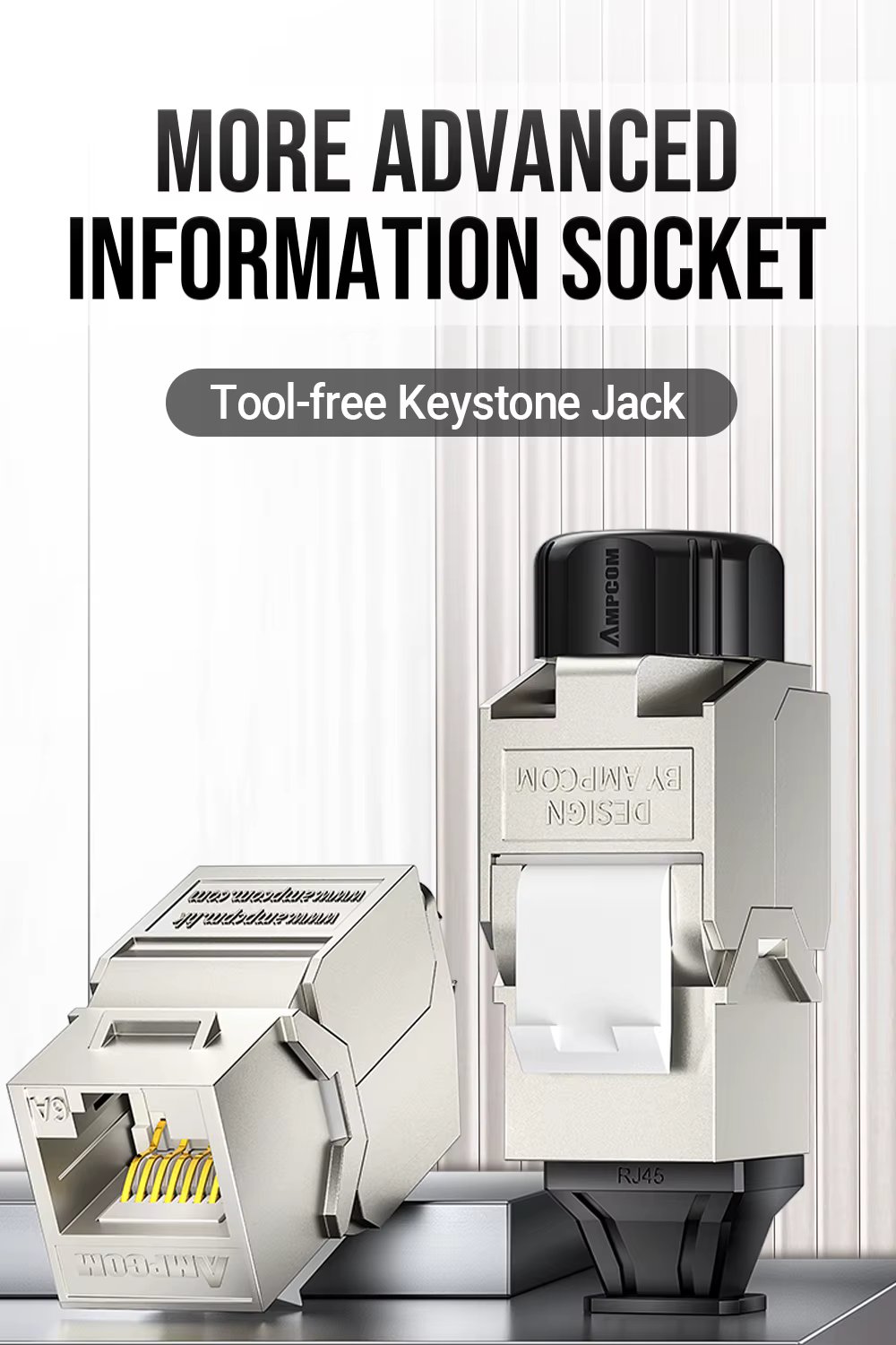 Conector Keystone AMPCOM CAT7 con blindaje y bloqueo automático
