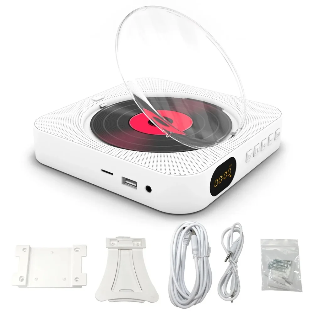 Reproductor de CD portátil Bluetooth con altavoz y pantalla LED