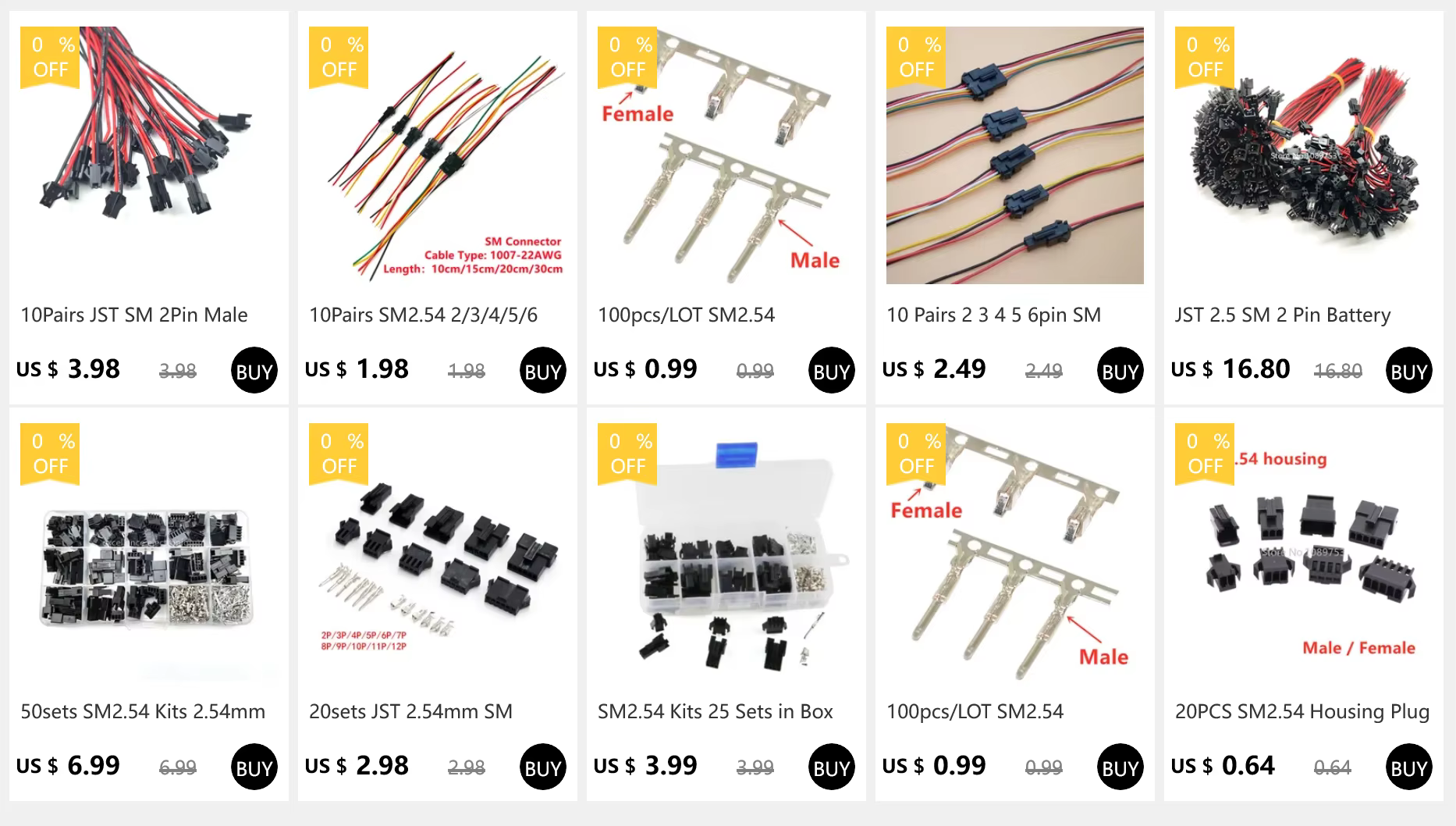 Kit completo de conectores SM2.54