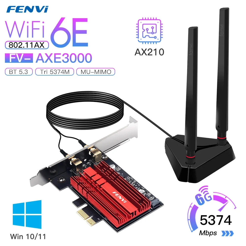 Vista de la tarjeta Fenvi AX210