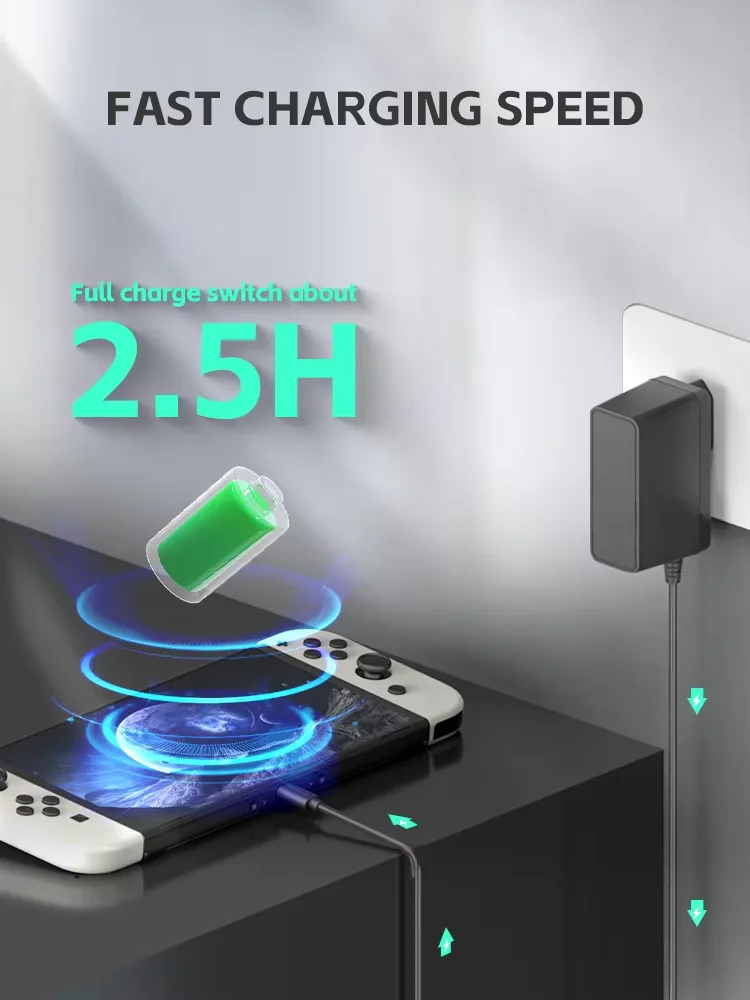 Cargador Data Frog Nintendo Switch OLED – Adaptador CA Rápido - imagen 2