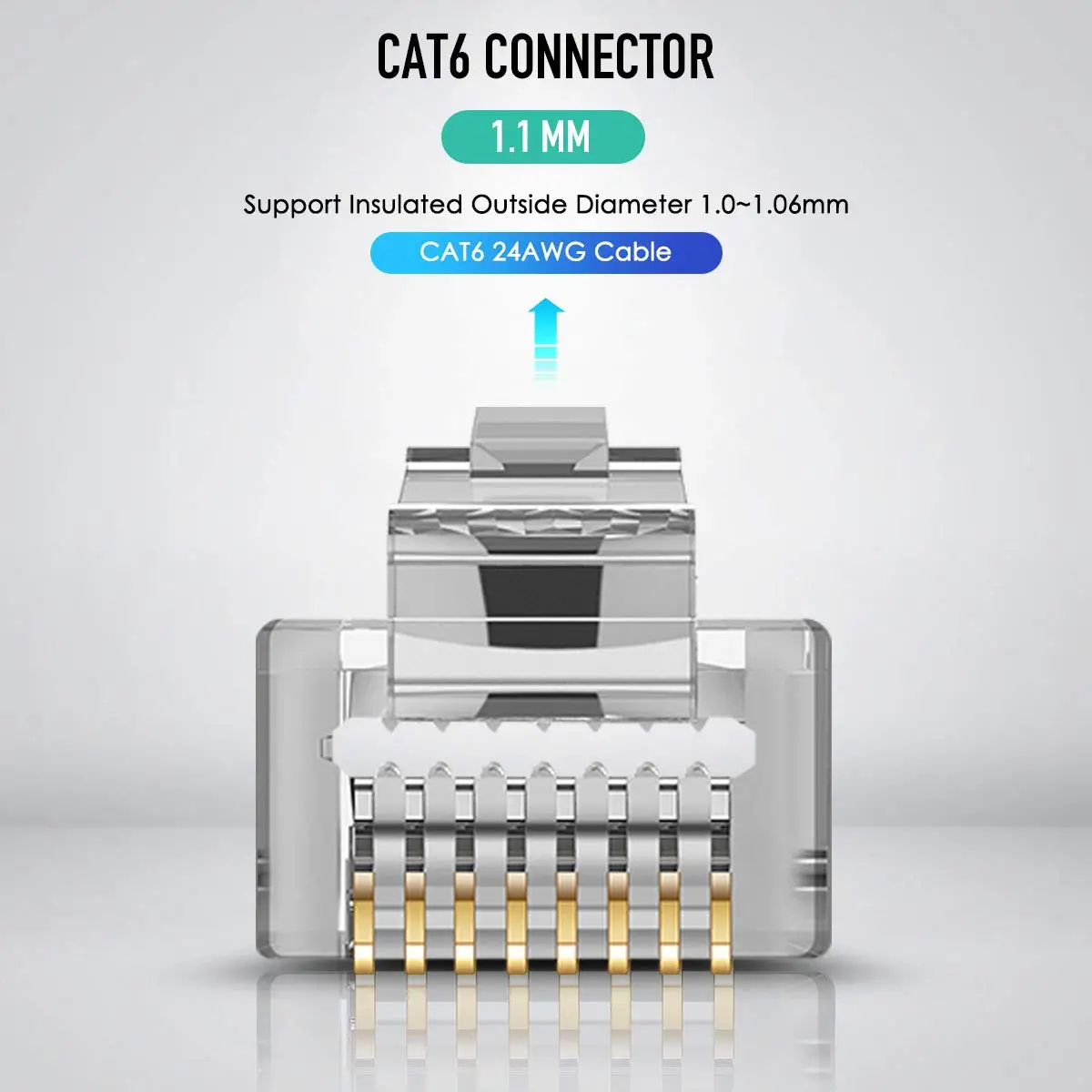 ZoeRax Conector RJ45 Blindado Enchufe Modular CAT5e CAT6 - imagen 4