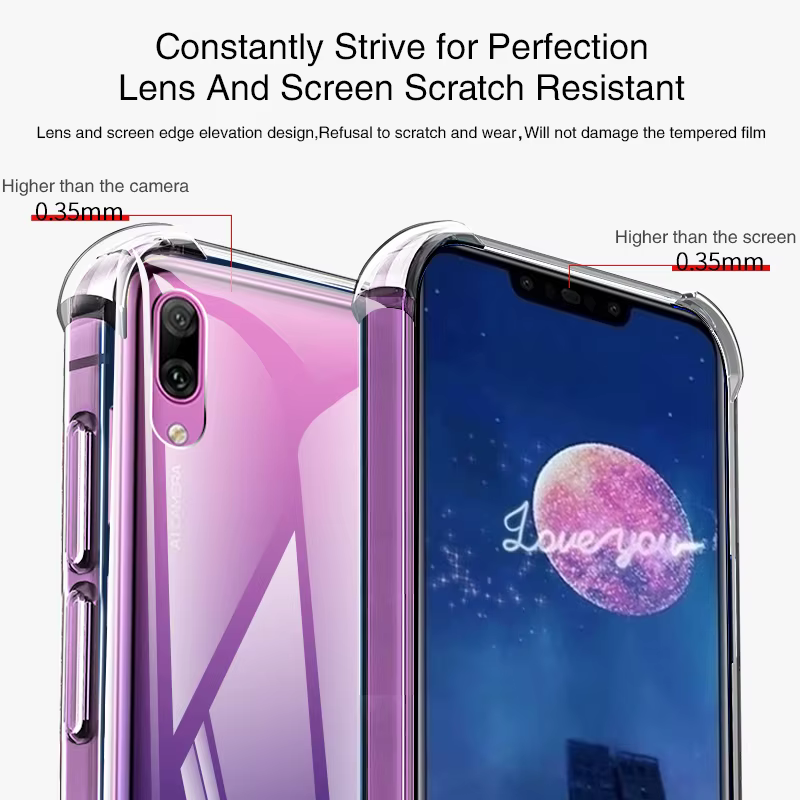 Funda Airbag TPU transparente en vista frontal