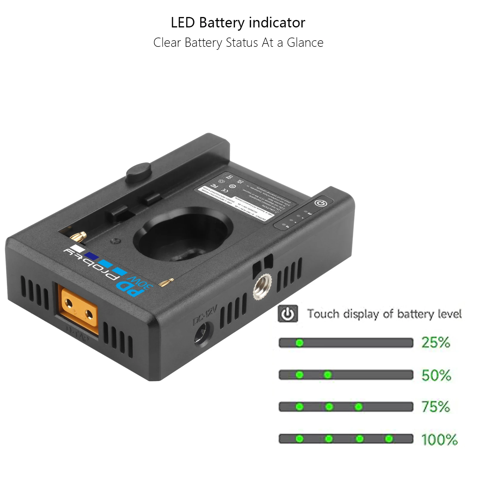 Adaptador Batería NP-F PD 30 W con Zapata Fría y Rosca 1/4 para Cámara - imagen 4