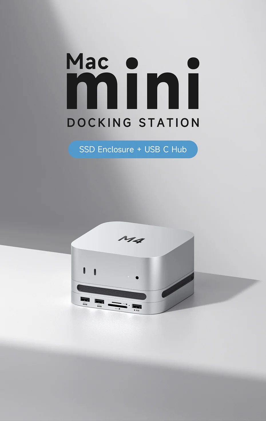 Hagibis-Hub USB C con carcasa M.2 SSD para Mac mini M4