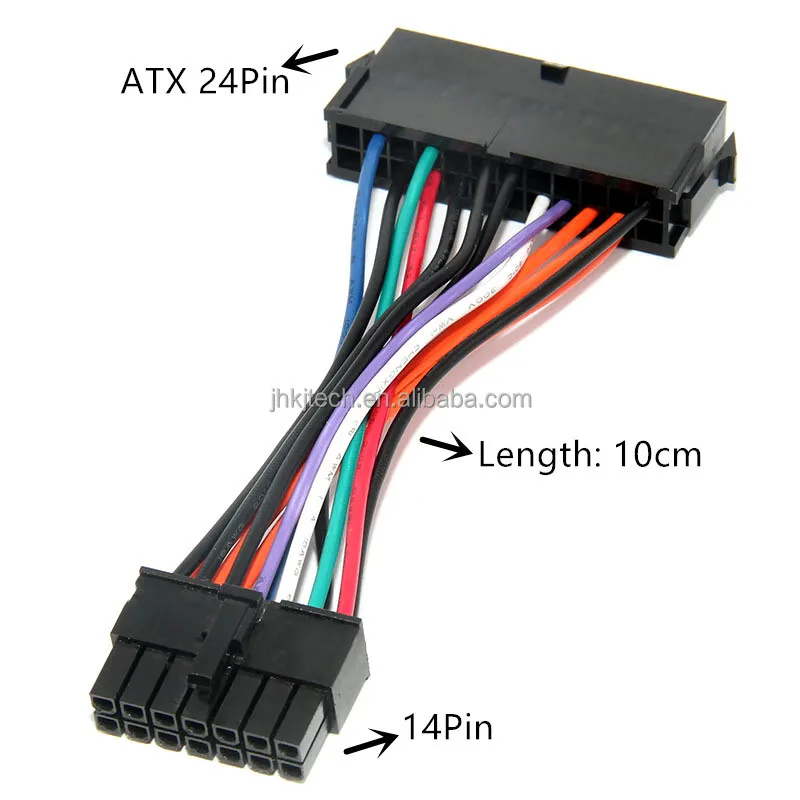 Vista del cable adaptador ATX hembra de 24 pines a macho de 10 pines