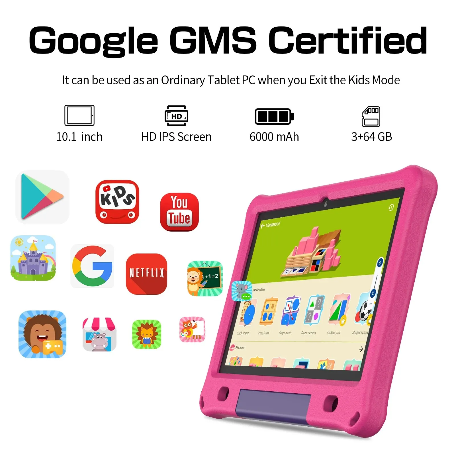 Pritom Tableta infantil Android 15 10,1 WiFi 6 YouTube con funda EVA - imagen 3