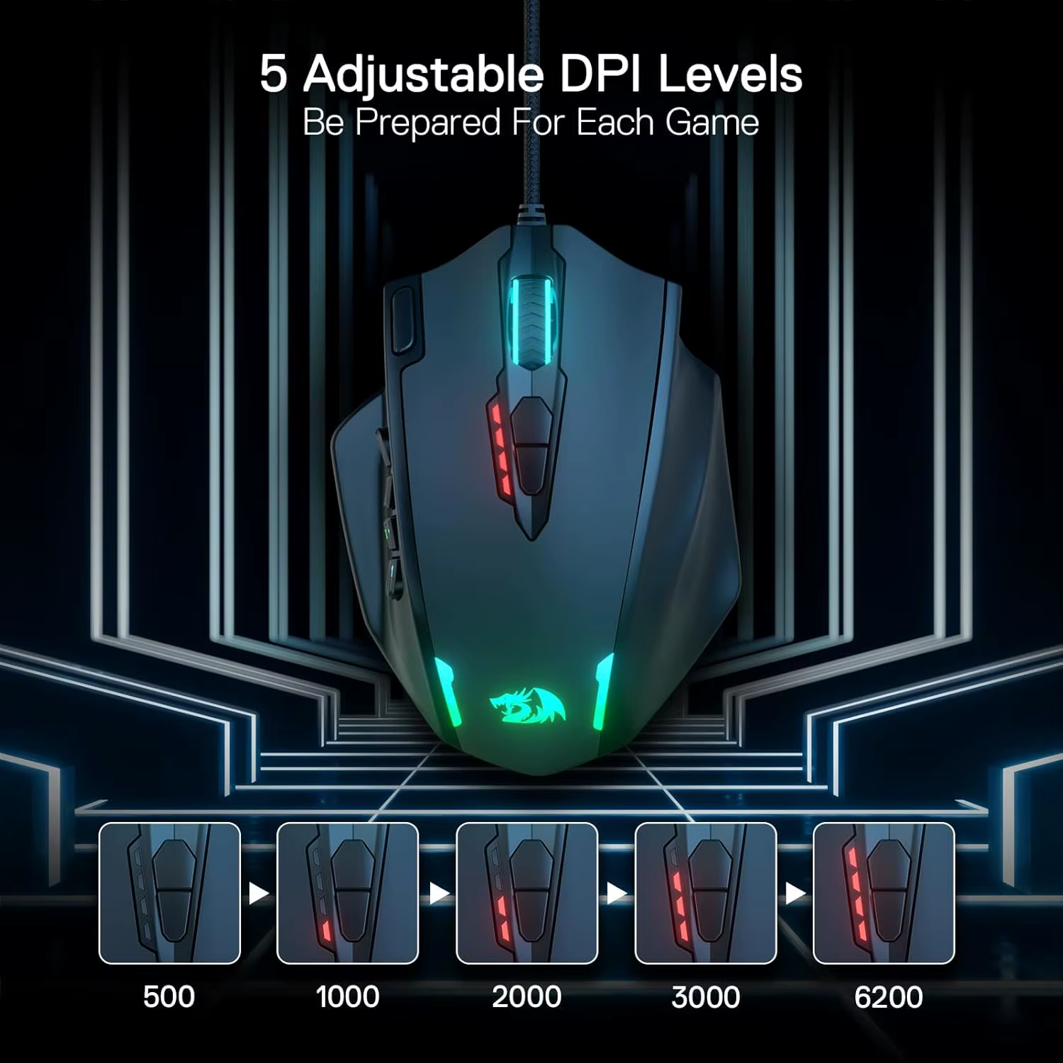 Ratón gaming Redragon M908 RGB USB programable 12400 DPI - imagen 3