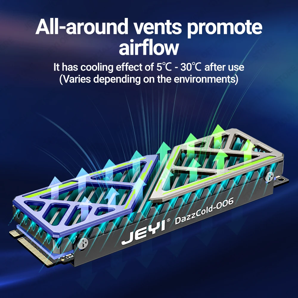 JEYI Dazzcold Disipador M.2 NVMe SSD - Aleación Magnesio Aluminio - imagen 3