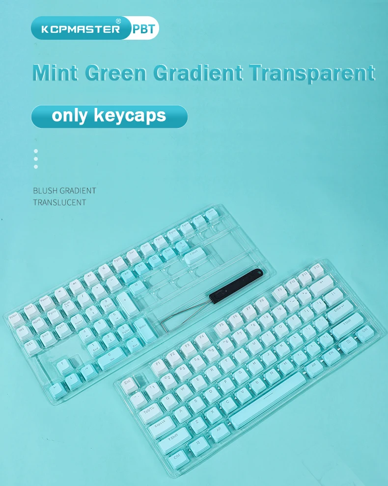 Teclas PBT OEM con gradiente verde menta para teclado mecánico