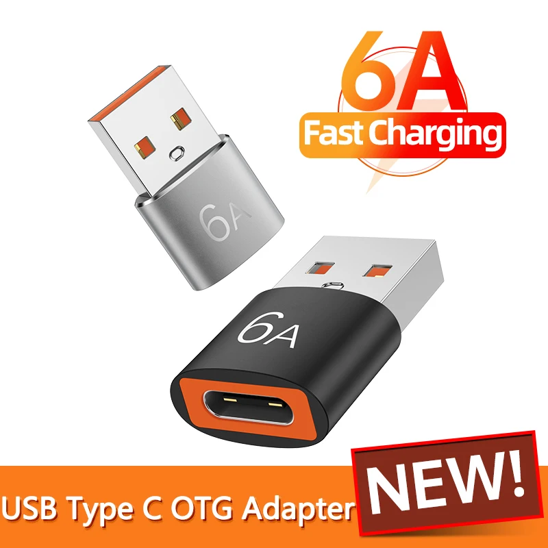 Adaptador USB-C a USB 3.0 OTG visto desde ángulo frontal mostrando los conectores