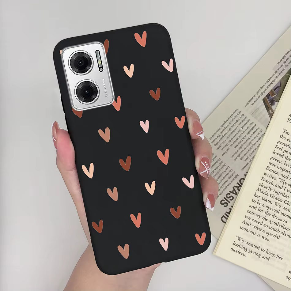 Detalle del diseño de corazón en la funda