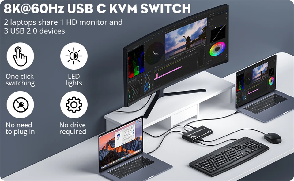 Conmutador KVM Navceker 8K