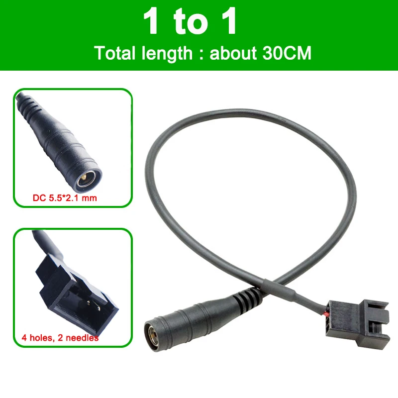 Cable adaptador DC5521 a ventilador PWM de 4 pines