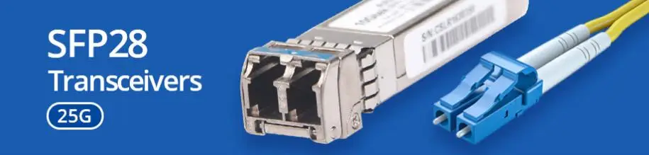 Módulo SFP28 25G LR con carcasa metálica y conector LC dúplex