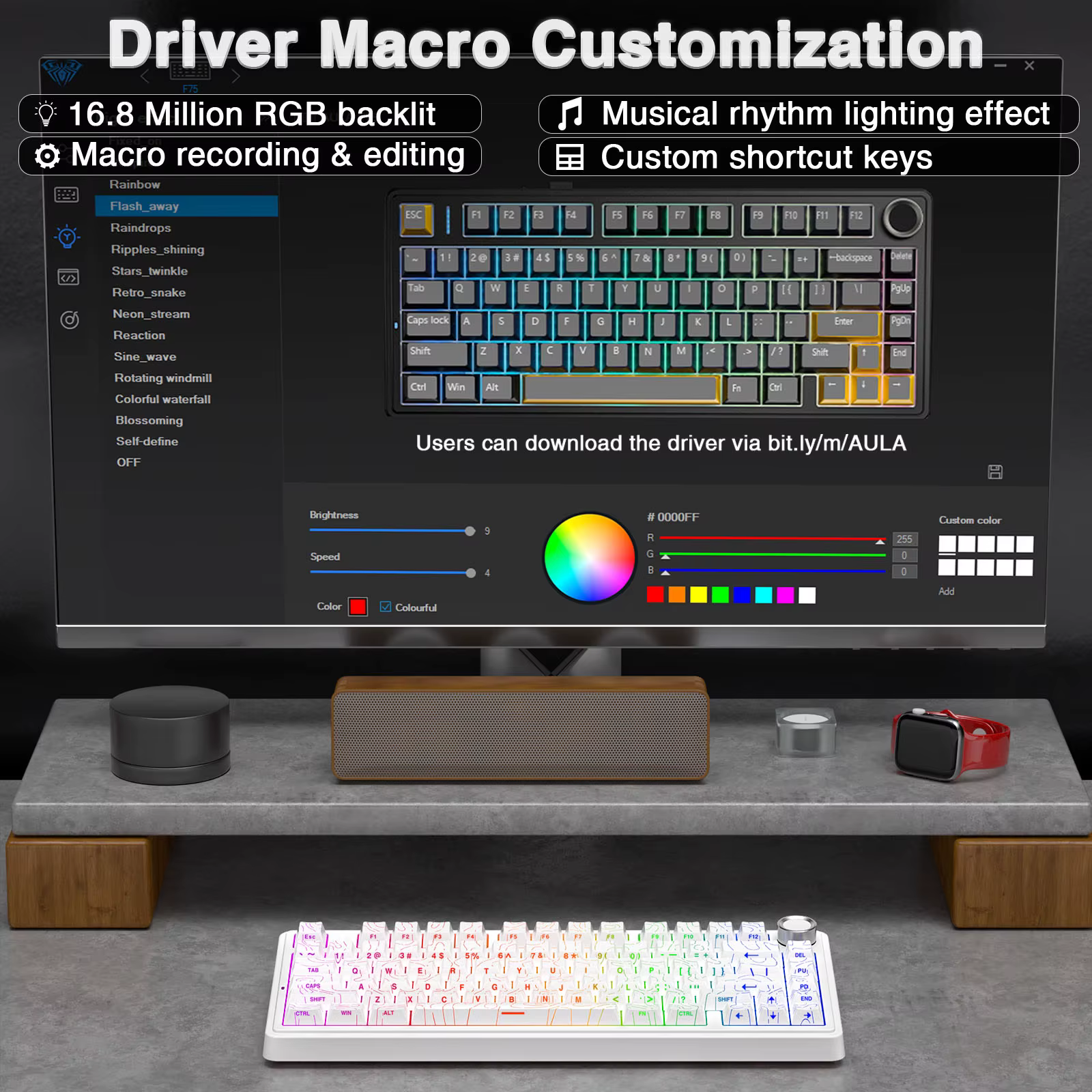 AULA F75 Pro – Teclado mecánico inalámbrico RGB para videojuegos - imagen 2