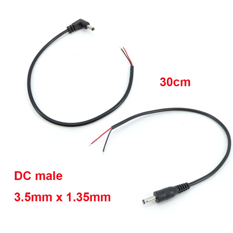 Cable Conector DC Macho 3,5 x 1,35 mm Codo 90° Puntas Estañadas - imagen 3