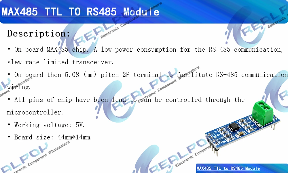Módulo TTL a RS485 REALPOY vista frontal