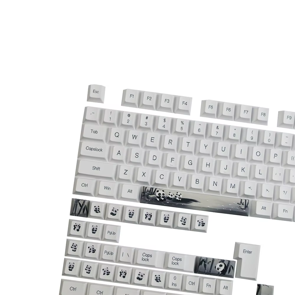 Teclado parcialmente equipado con las keycaps Panda