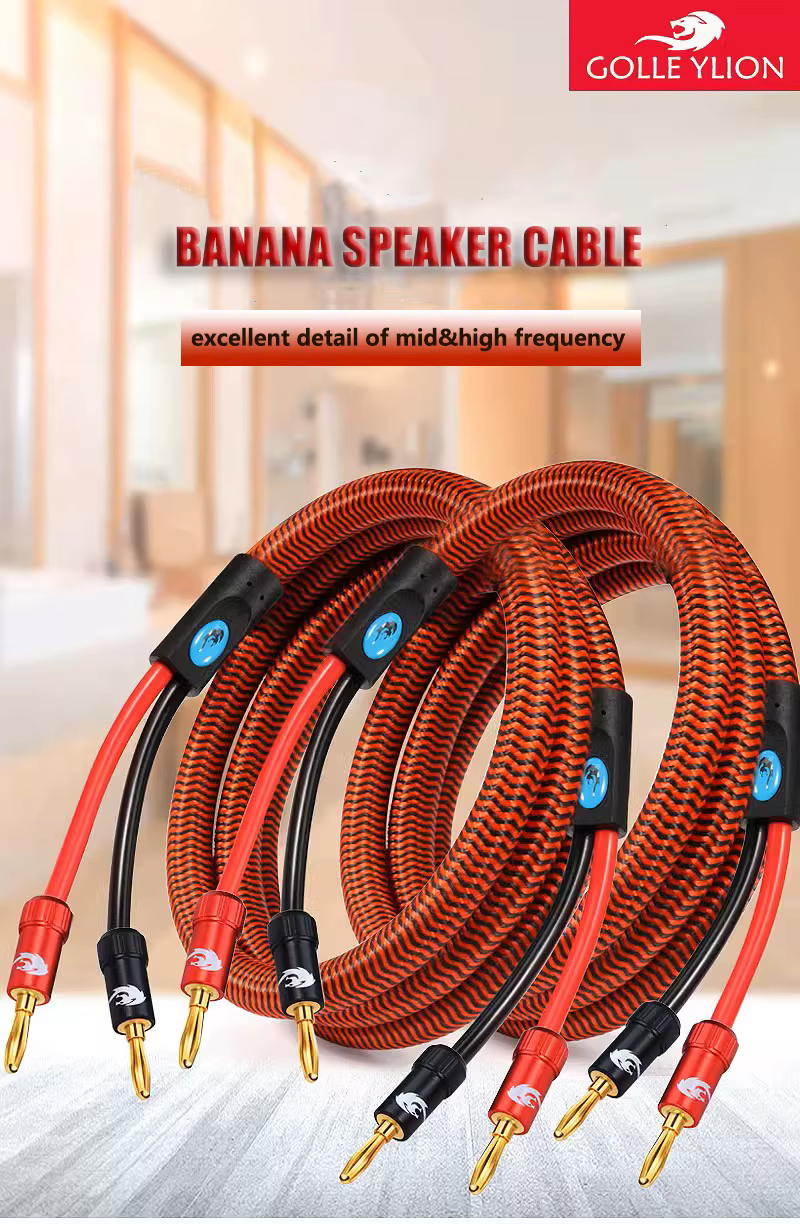 Cable de altavoz chapado en oro con conectores Banana