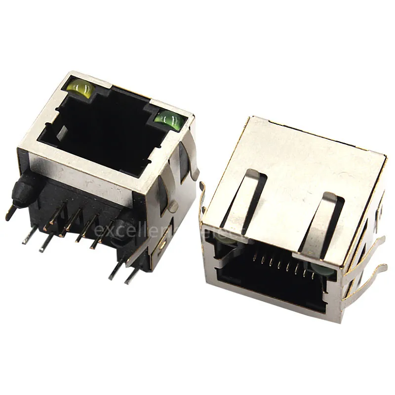 Conector RJ45 hembra con LED vista frontal