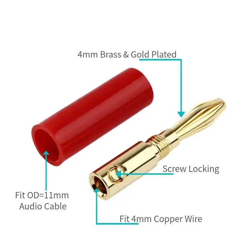 Conector Banana 4mm Chapado en Oro para Altavoces Rojo y Negro - imagen 5